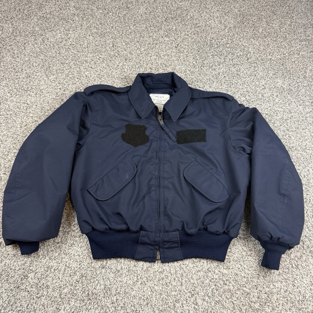 VTG Alpha Industries USAF Security Police Winter Bomber Jacket Navy Large 90s